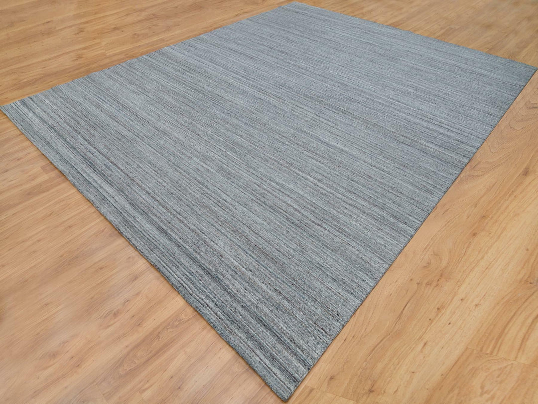 12'0" x 14'11" New Hand Loomed Grey Wool Rectangle Oriental Rug - MOA10265836