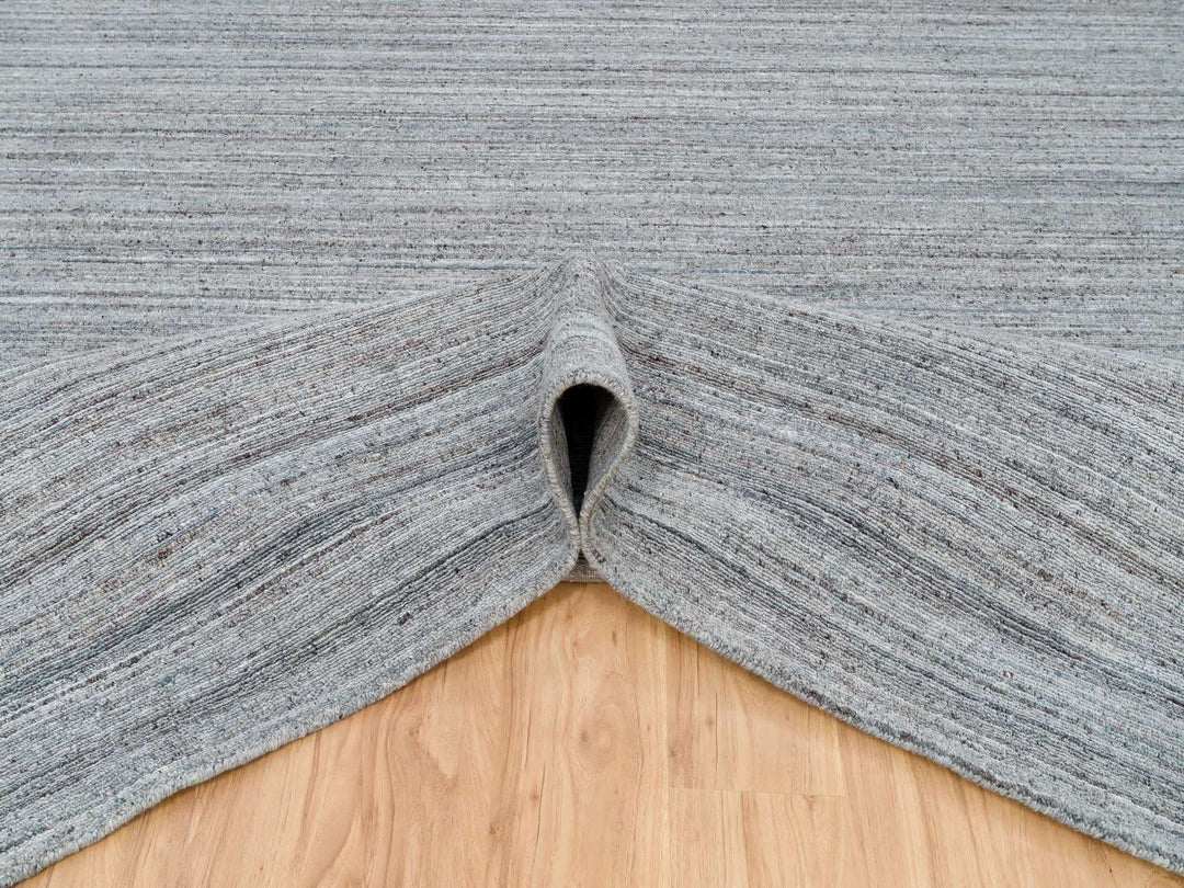 12'0" x 14'11" New Hand Loomed Grey Wool Rectangle Oriental Rug - MOA10265836