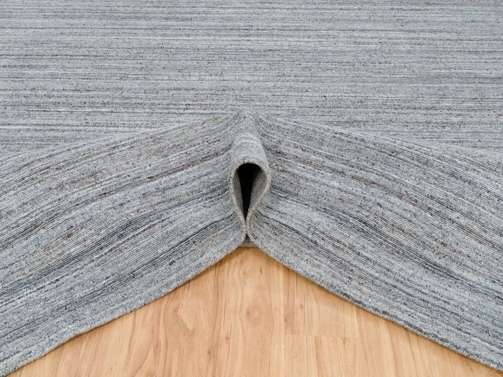 12'0" x 14'11" New Hand Loomed Grey Wool Rectangle Oriental Rug - MOA10265836