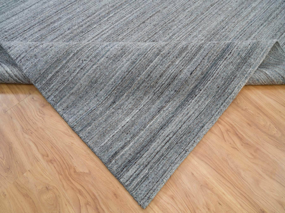 12'0" x 14'11" New Hand Loomed Grey Wool Rectangle Oriental Rug - MOA10265836