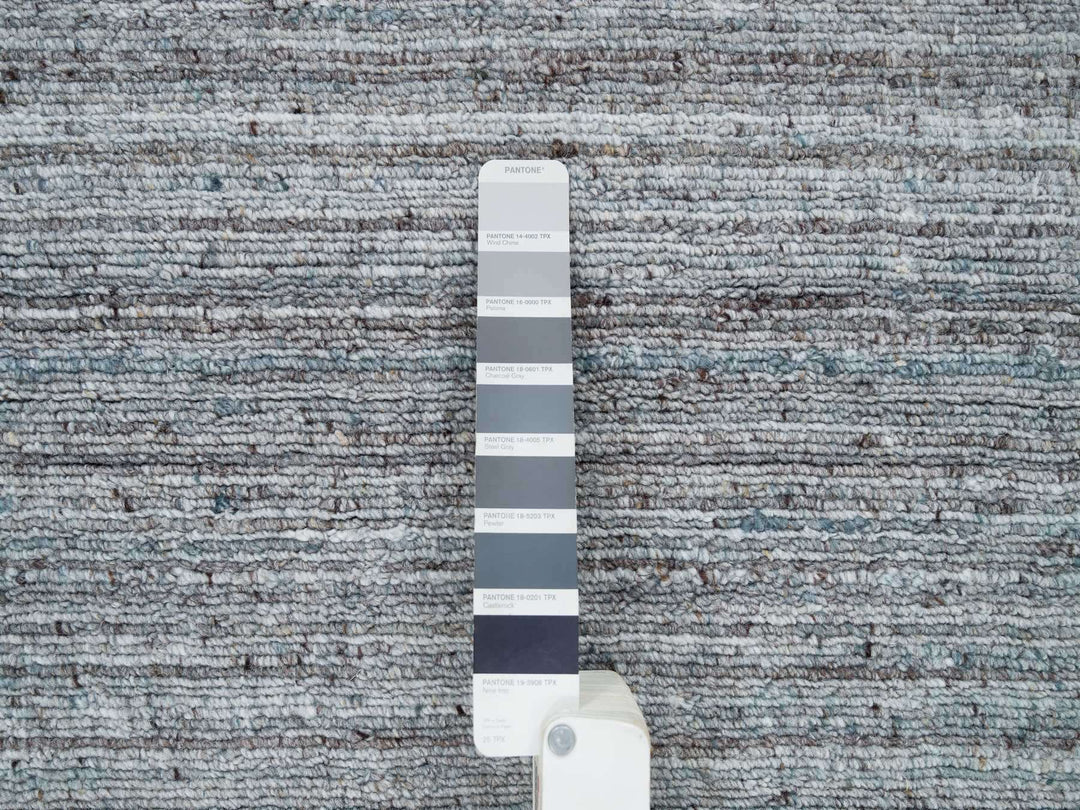 12'0" x 14'11" New Hand Loomed Grey Wool Rectangle Oriental Rug - MOA10265836