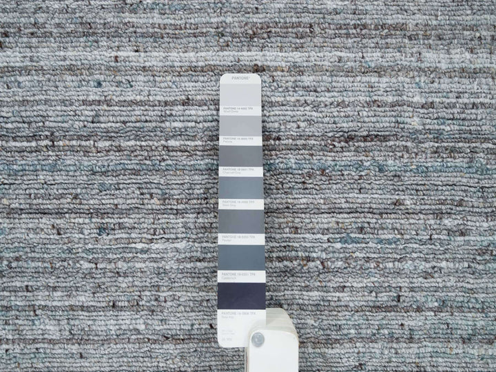 12'0" x 14'11" New Hand Loomed Grey Wool Rectangle Oriental Rug - MOA10265836