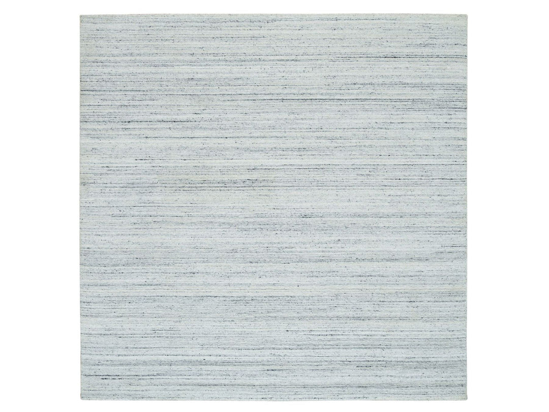 7'11" x 7'11" New Hand Loomed Grey Wool Square Oriental Rug - MOA10265838