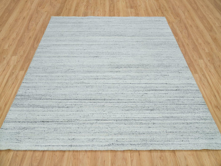 7'11" x 7'11" New Hand Loomed Grey Wool Square Oriental Rug - MOA10265838