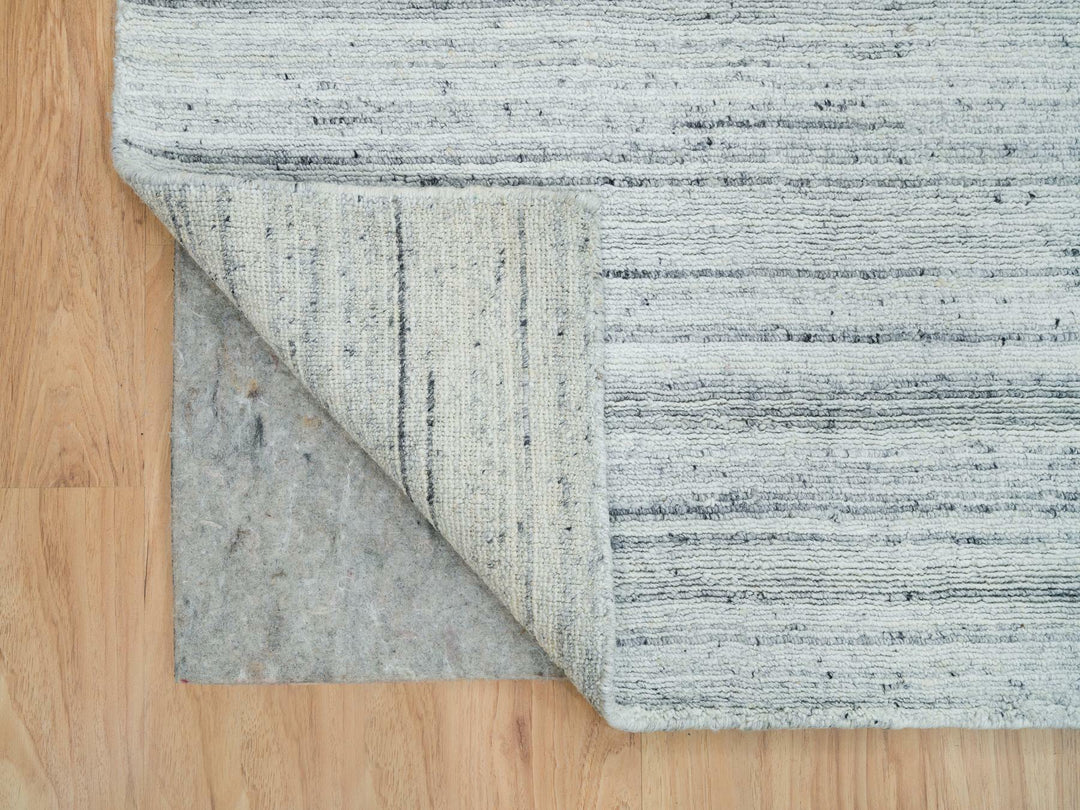 7'11" x 7'11" New Hand Loomed Grey Wool Square Oriental Rug - MOA10265838