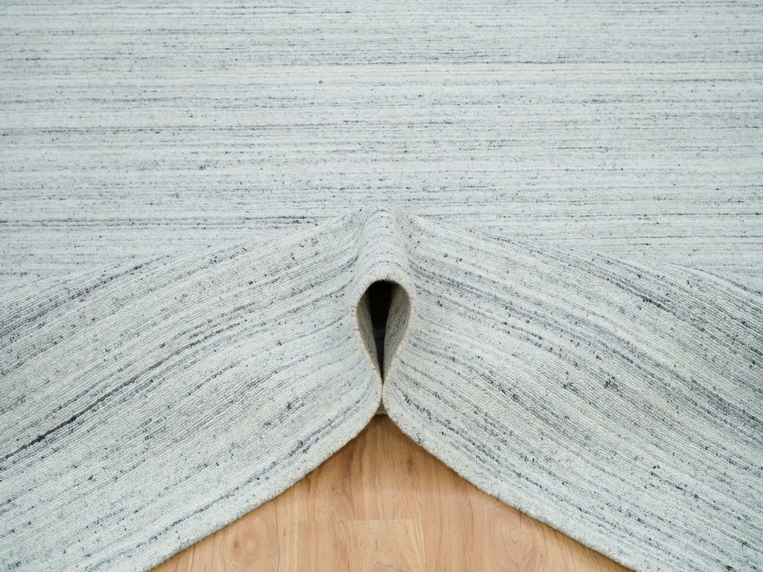 7'11" x 7'11" New Hand Loomed Grey Wool Square Oriental Rug - MOA10265838