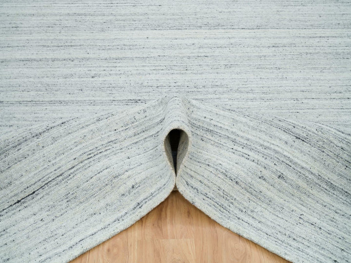 7'11" x 7'11" New Hand Loomed Grey Wool Square Oriental Rug - MOA10265838