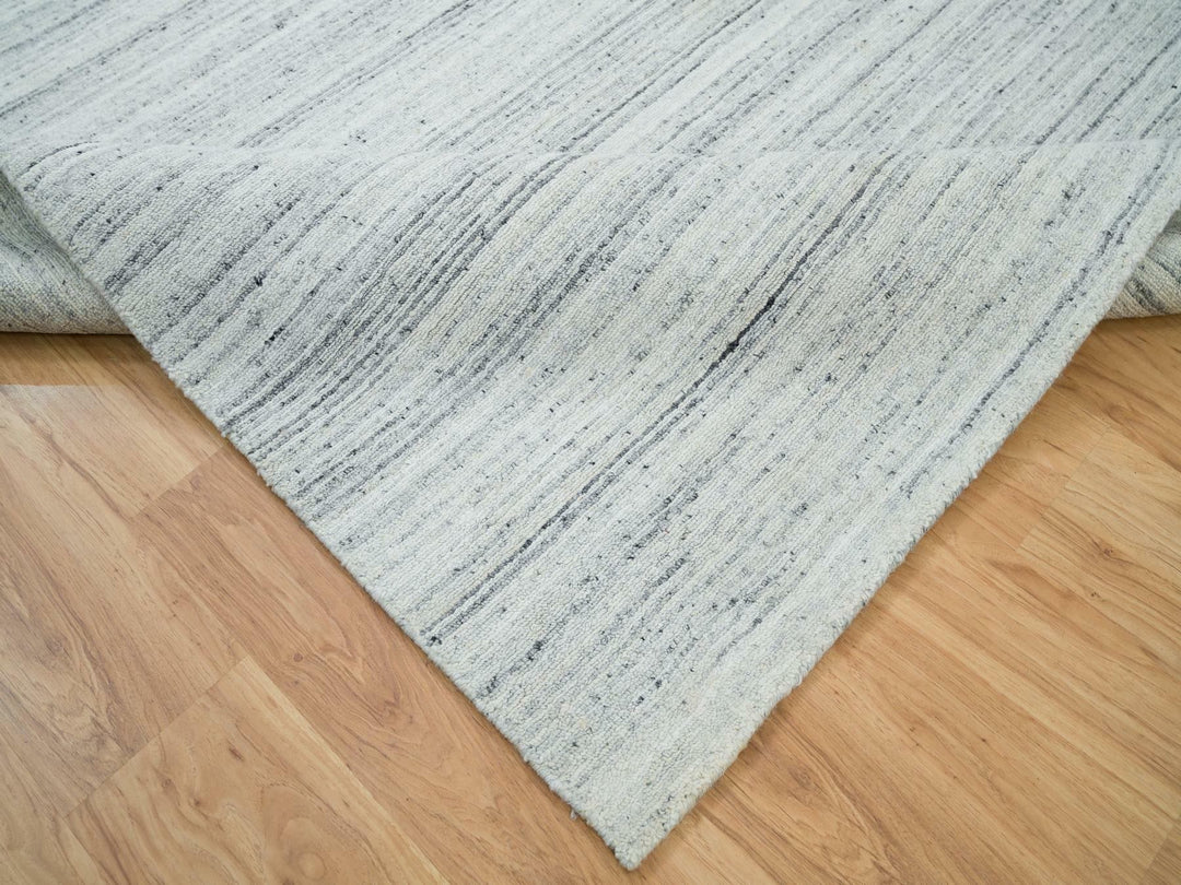 7'11" x 7'11" New Hand Loomed Grey Wool Square Oriental Rug - MOA10265838