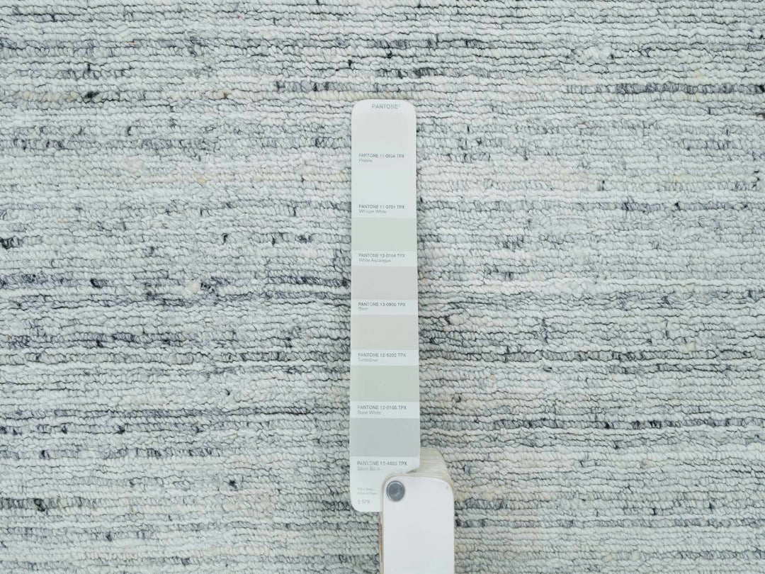 7'11" x 7'11" New Hand Loomed Grey Wool Square Oriental Rug - MOA10265838