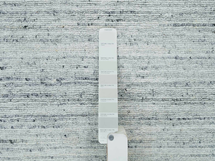 7'11" x 7'11" New Hand Loomed Grey Wool Square Oriental Rug - MOA10265838