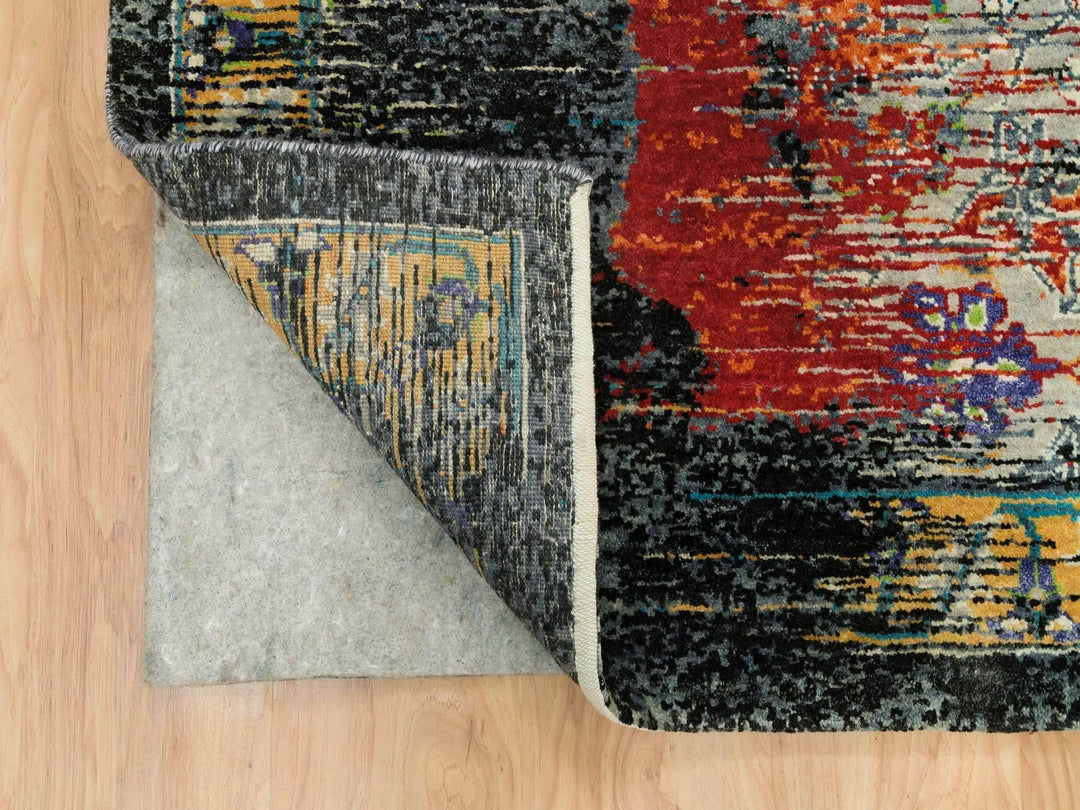 12'1" x 12'1" New Hand Knotted Orange Wool Rectangle Oriental Rug - MOA10265926