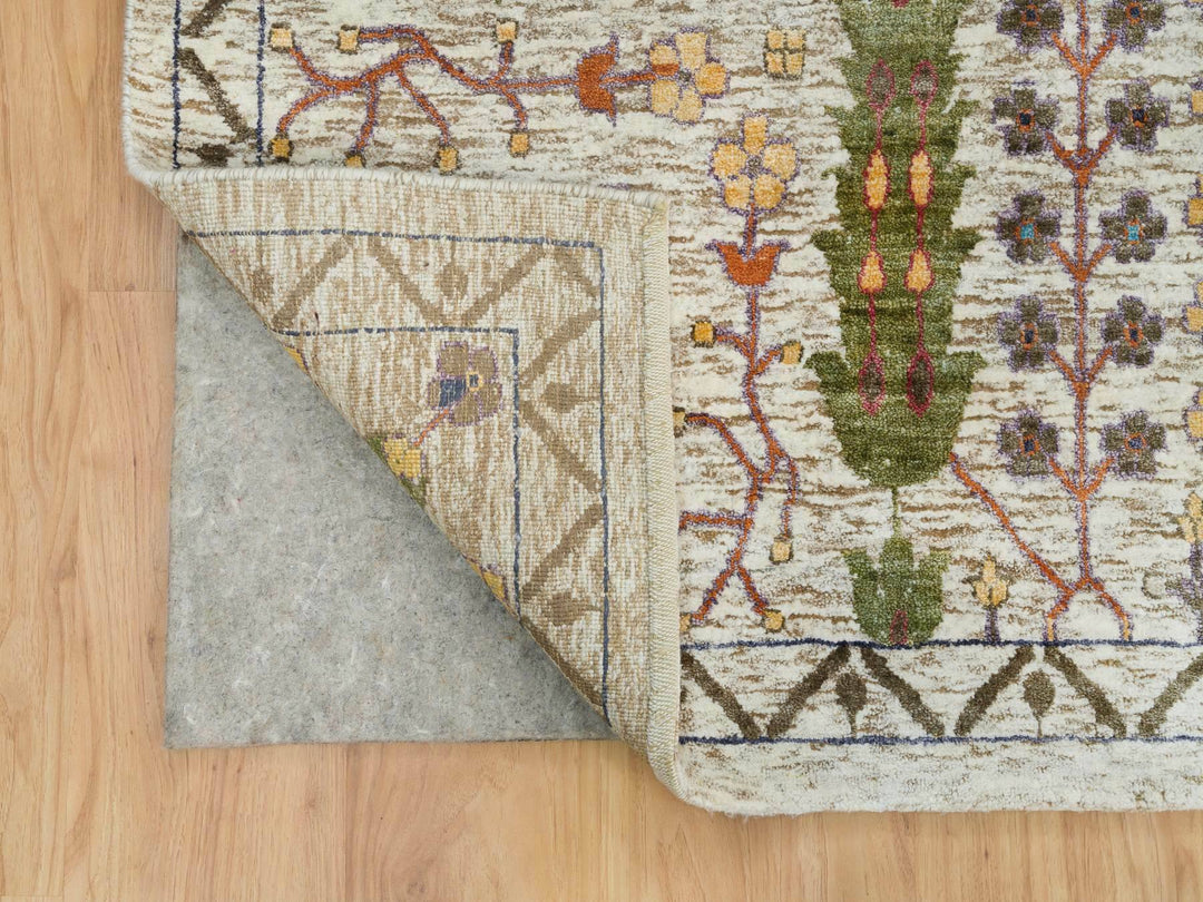 12'1" x 15'4" New Hand Knotted Brown Wool & Silk Rectangle Oriental Rug - MOA10265936