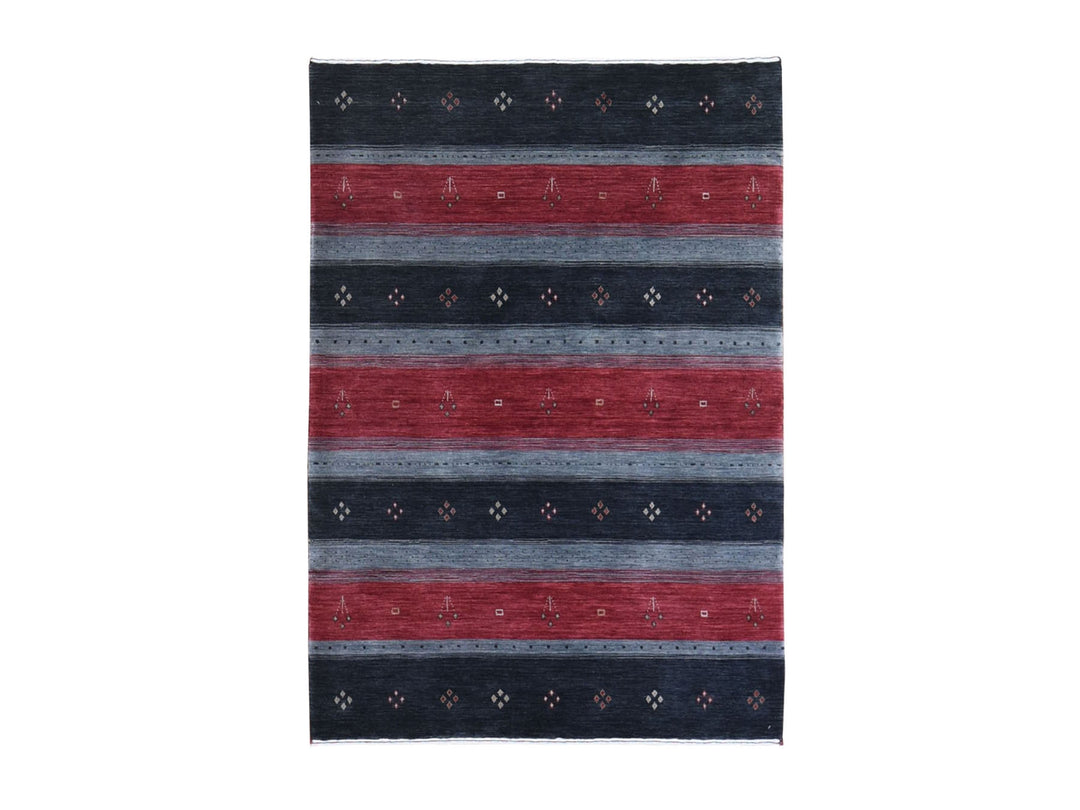 4'0" x 6'1" New Hand Loomed Black Wool Rectangle Oriental Rug - MOA10266239