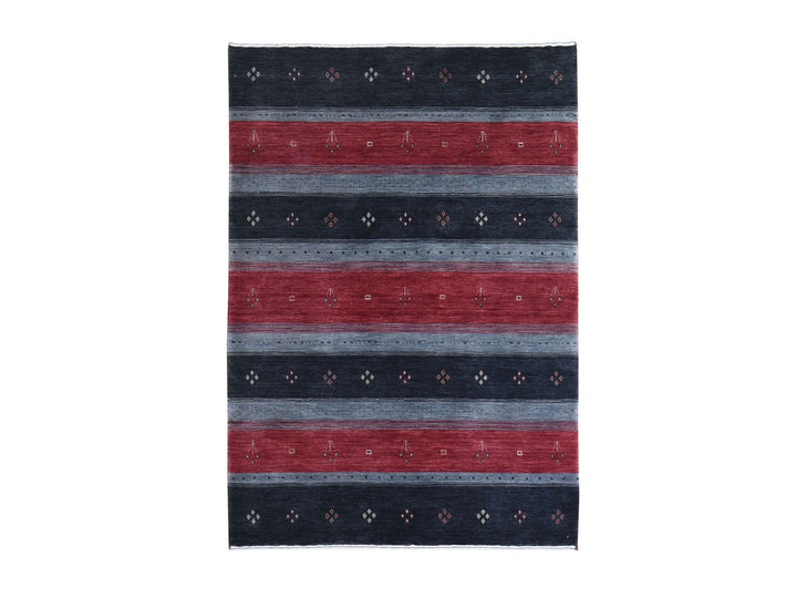 4'0" x 6'1" New Hand Loomed Black Wool Rectangle Oriental Rug - MOA10266239