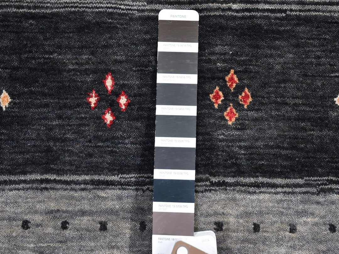 4'0" x 6'1" New Hand Loomed Black Wool Rectangle Oriental Rug - MOA10266239