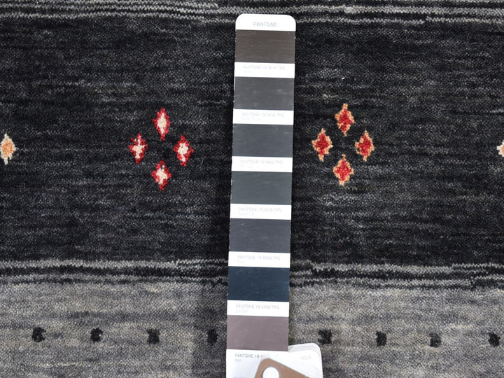 4'0" x 6'1" New Hand Loomed Black Wool Rectangle Oriental Rug - MOA10266239