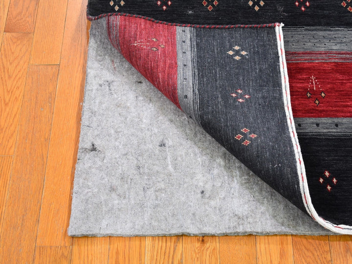 4'0" x 6'1" New Hand Loomed Black Wool Rectangle Oriental Rug - MOA10266239