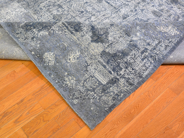12'0" x 15'1" New Hand Knotted Grey Wool & Pure Silk Rectangle Oriental Rug - MOA10266364