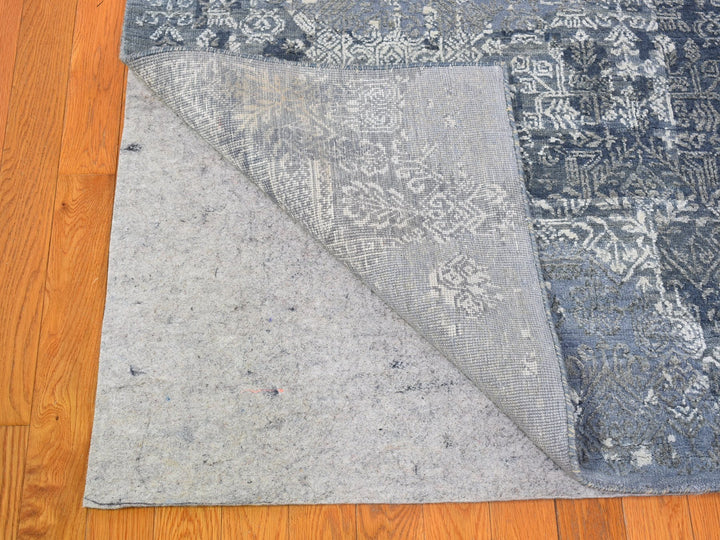 12'0" x 15'1" New Hand Knotted Grey Wool & Pure Silk Rectangle Oriental Rug - MOA10266364