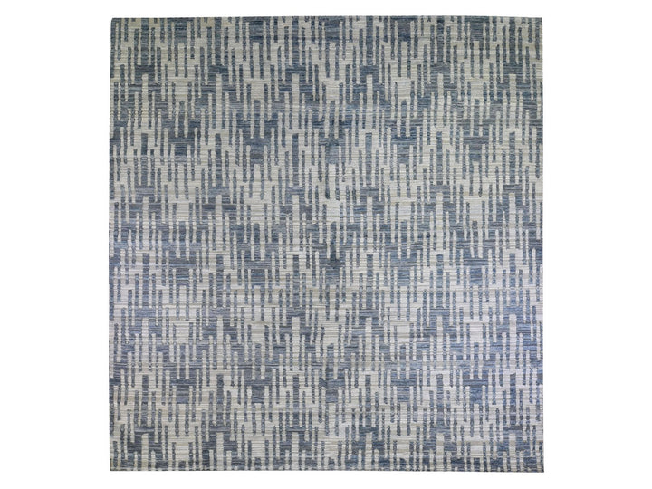 12'0" x 12'0" New Hand Knotted Blue Wool & Silk Rectangle Oriental Rug - MOA10266386