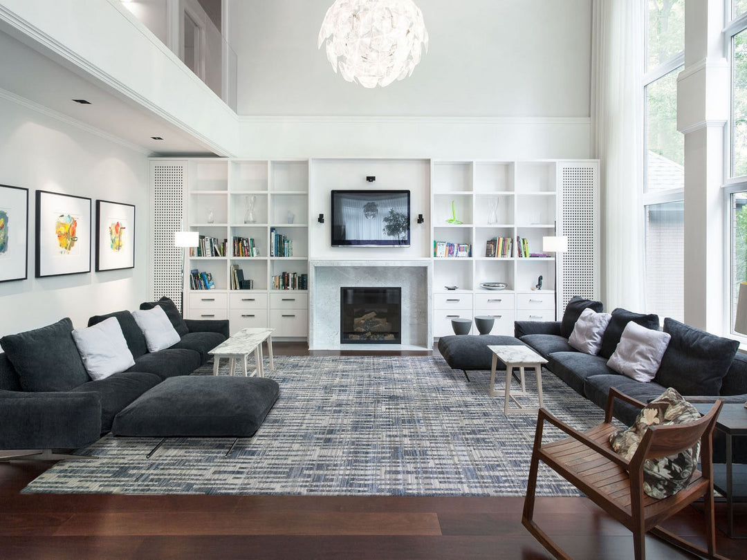 12'0" x 12'0" New Hand Knotted Blue Wool & Silk Rectangle Oriental Rug - MOA10266386