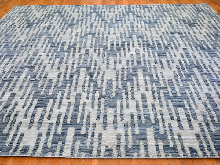 12'0" x 12'0" New Hand Knotted Blue Wool & Silk Rectangle Oriental Rug - MOA10266386
