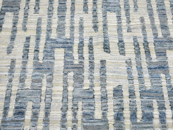 12'0" x 12'0" New Hand Knotted Blue Wool & Silk Rectangle Oriental Rug - MOA10266386