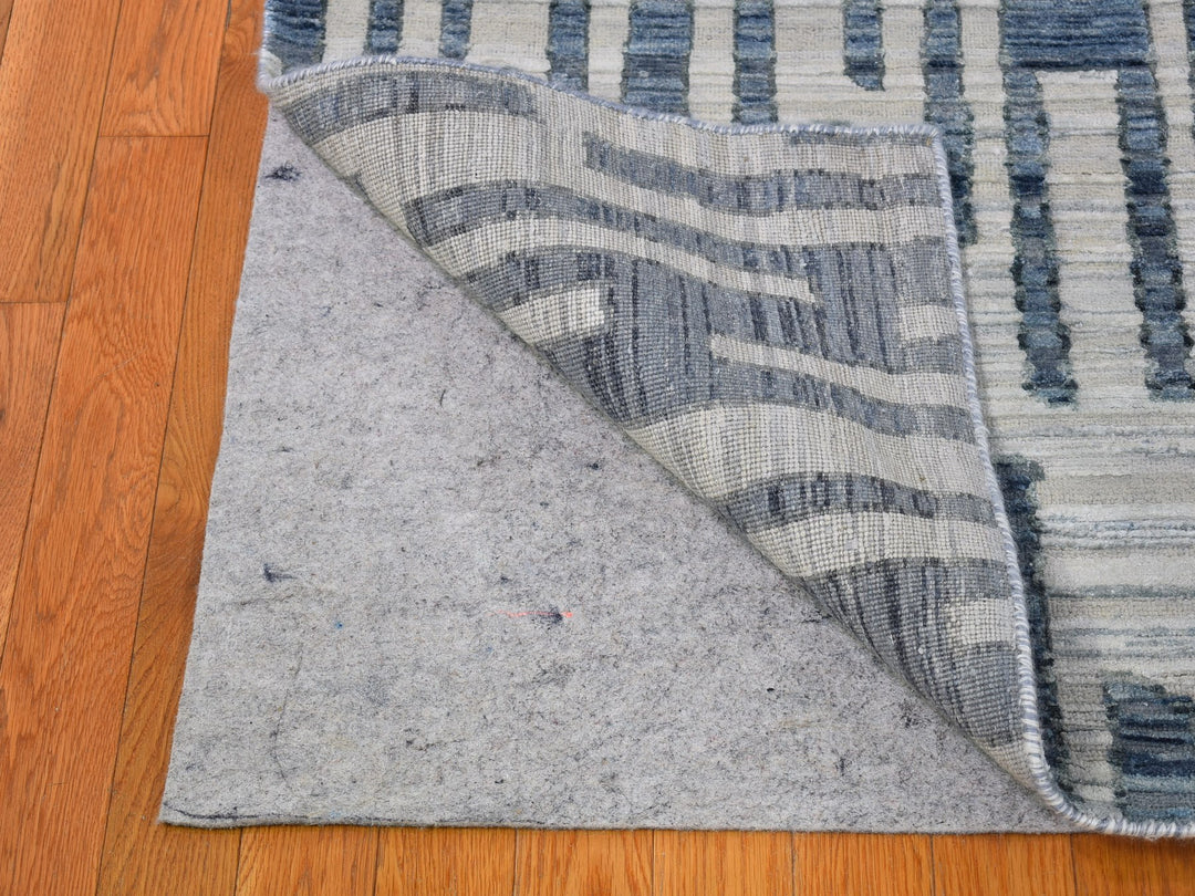 12'0" x 12'0" New Hand Knotted Blue Wool & Silk Rectangle Oriental Rug - MOA10266386