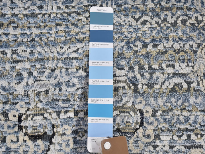 10'3" x 14'3" New Hand Knotted Blue Wool & Silk Rectangle Oriental Rug - MOA10266392