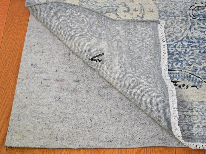 10'3" x 14'3" New Hand Knotted Blue Wool & Silk Rectangle Oriental Rug - MOA10266392