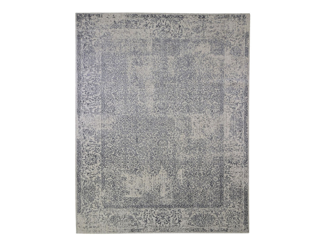 7'10" x 9'9" New Hand Loomed Grey Wool & Silk Rectangle Oriental Rug - MOA10266438