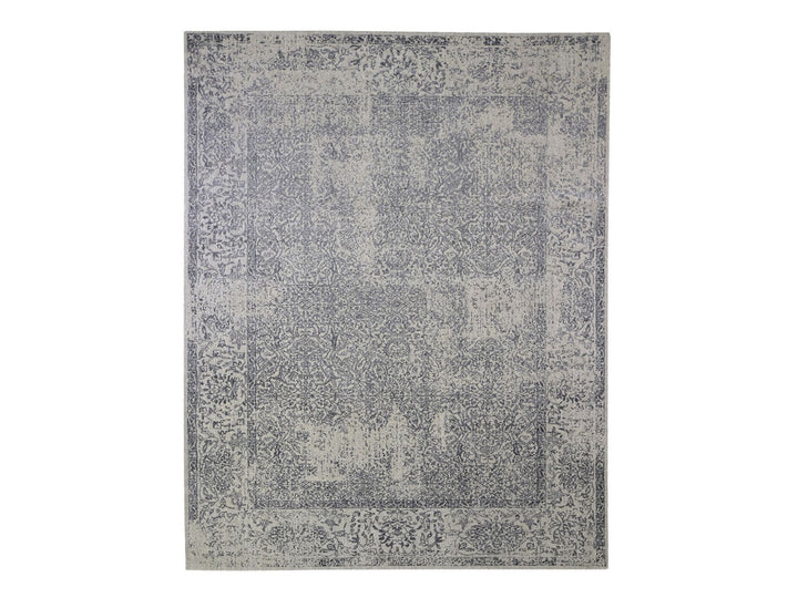 7'10" x 9'9" New Hand Loomed Grey Wool & Silk Rectangle Oriental Rug - MOA10266438