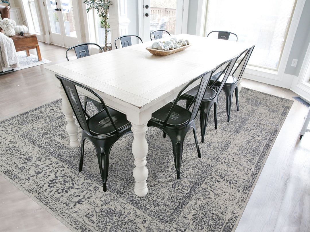 7'10" x 9'9" New Hand Loomed Grey Wool & Silk Rectangle Oriental Rug - MOA10266438