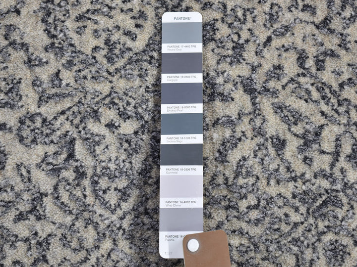 7'10" x 9'9" New Hand Loomed Grey Wool & Silk Rectangle Oriental Rug - MOA10266438