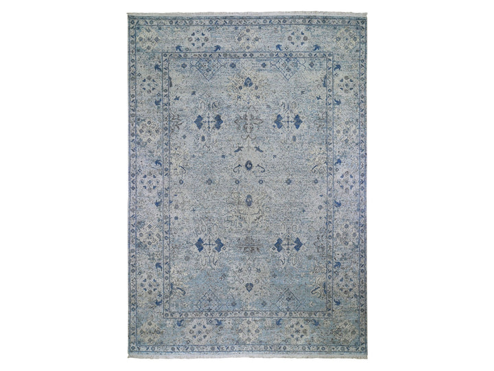 9'10" x 14'2" New Hand Knotted Ivory Wool & Silk Rectangle Oriental Rug - MOA10266446