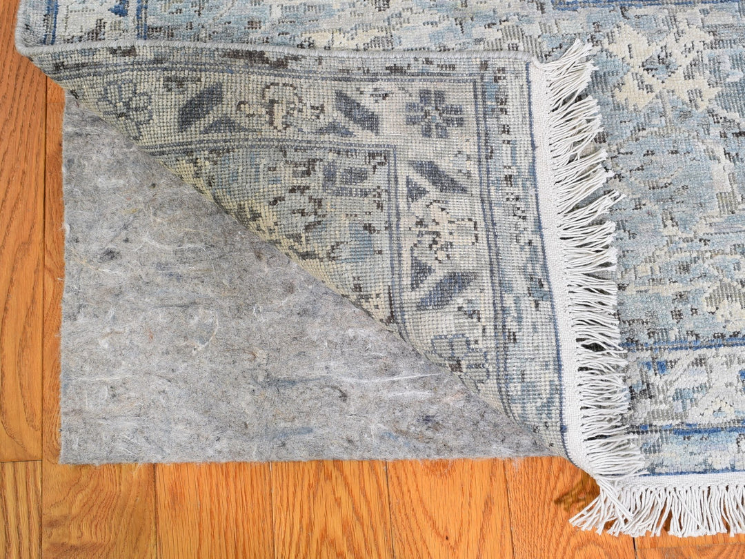 9'10" x 14'2" New Hand Knotted Ivory Wool & Silk Rectangle Oriental Rug - MOA10266446