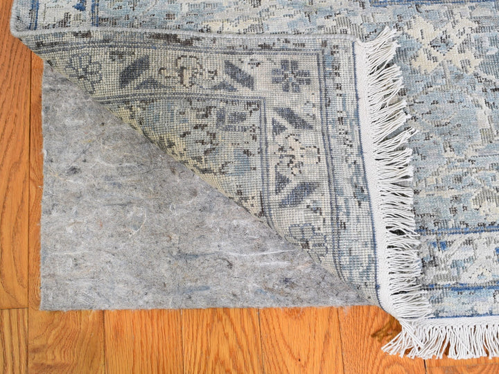 9'10" x 14'2" New Hand Knotted Ivory Wool & Silk Rectangle Oriental Rug - MOA10266446