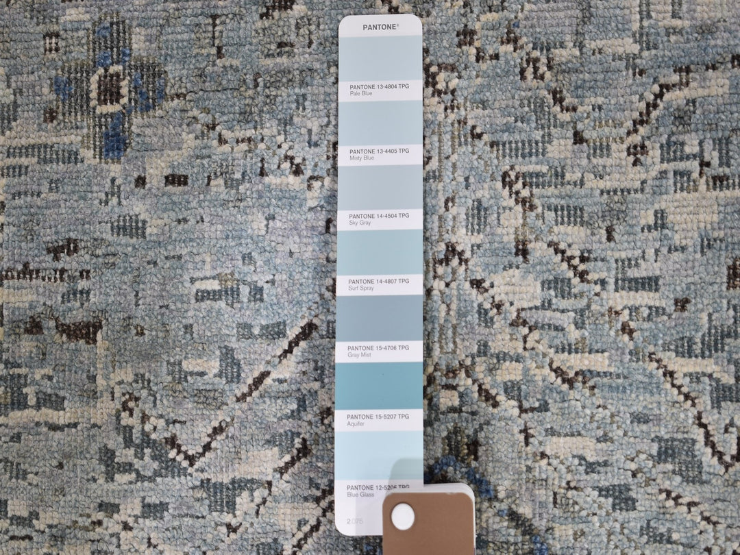 9'10" x 14'2" New Hand Knotted Ivory Wool & Silk Rectangle Oriental Rug - MOA10266446