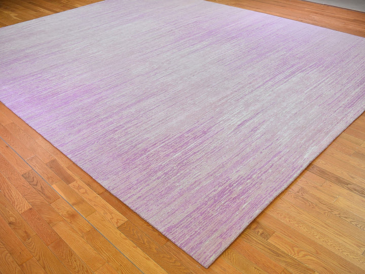 12'1" x 15'2" New Hand Knotted Pink Wool Rectangle Oriental Rug - MOA10266466