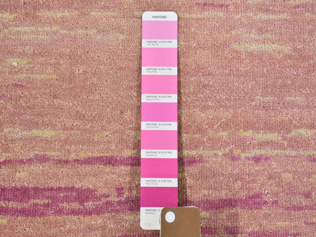 12'1" x 15'2" New Hand Knotted Pink Wool Rectangle Oriental Rug - MOA10266466