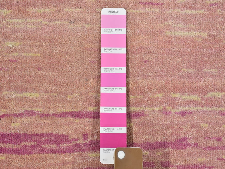 12'1" x 15'2" New Hand Knotted Pink Wool Rectangle Oriental Rug - MOA10266466