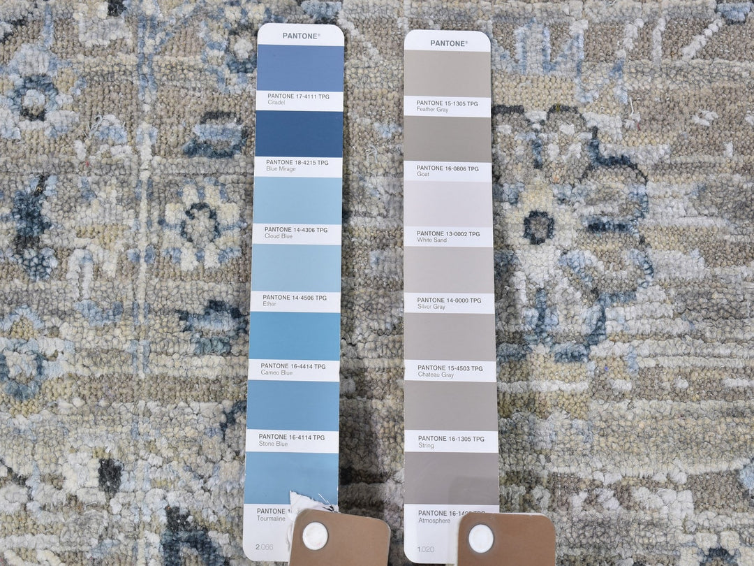 12'0" x 15'2" New Hand Knotted Grey Wool & Silk Rectangle Oriental Rug - MOA10266480