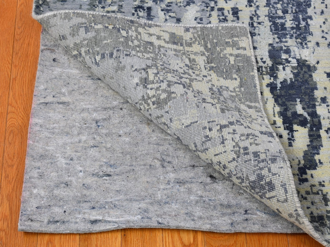 12'0" x 18'1" New Hand Knotted Grey Wool & Silk Rectangle Oriental Rug - MOA10266732