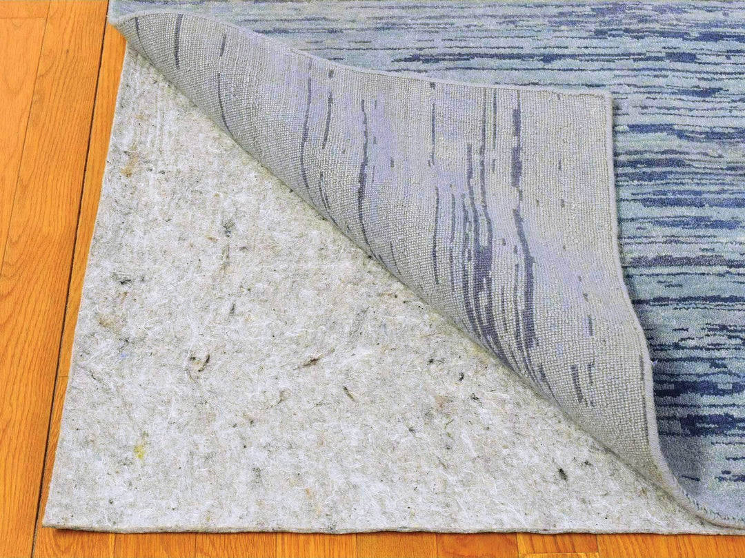 14'1" x 18'0" New Hand Knotted Blue Wool Rectangle Oriental Rug - MOA10266847