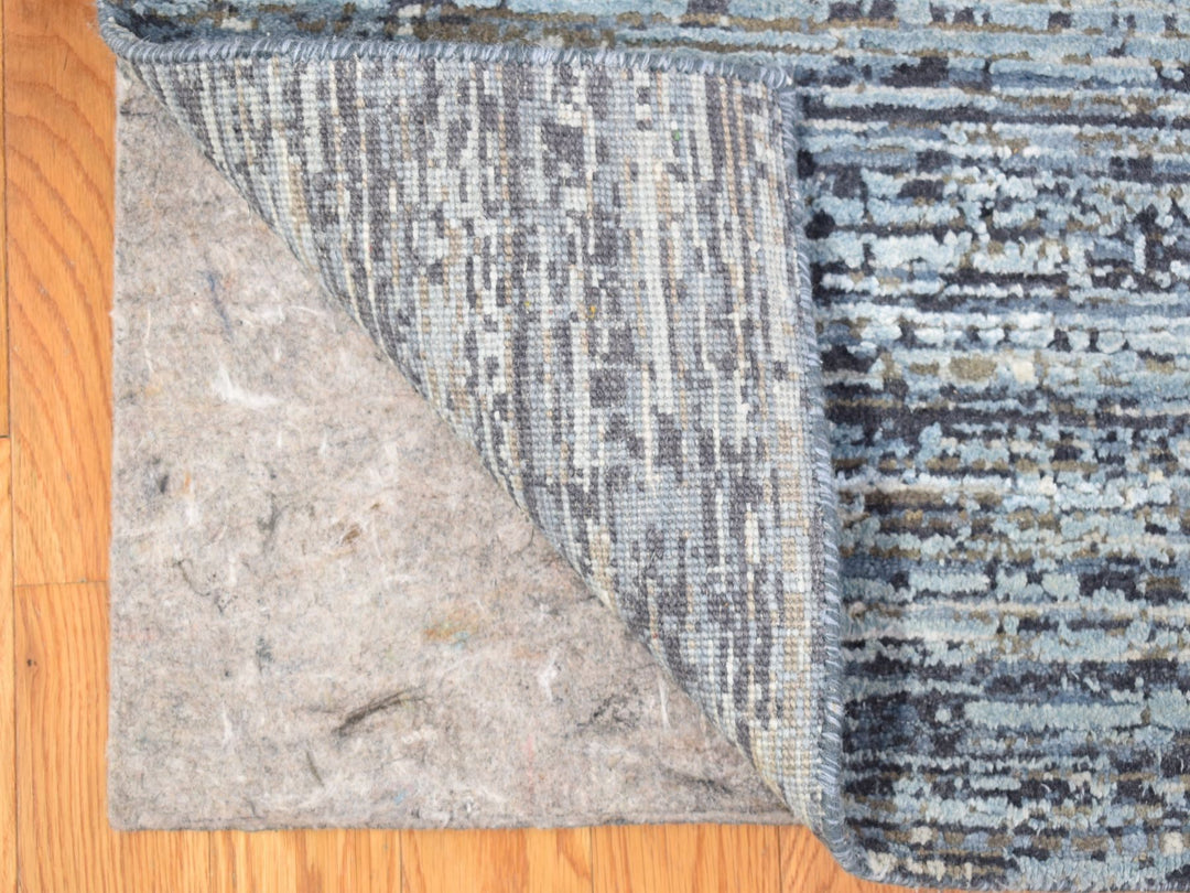 12'0" x 18'0" New Hand Knotted Blue Wool & Silk Rectangle Oriental Rug - MOA10266974