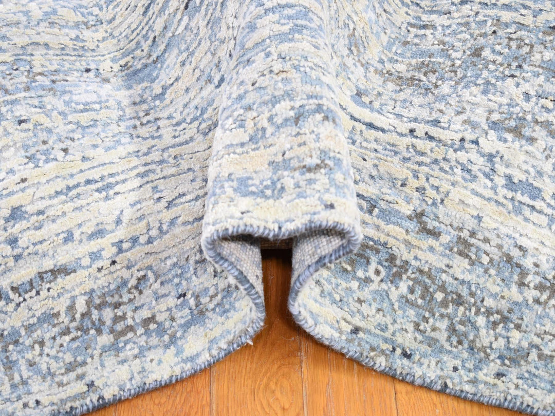 12'0" x 18'0" New Hand Knotted Blue Wool & Silk Rectangle Oriental Rug - MOA10266974