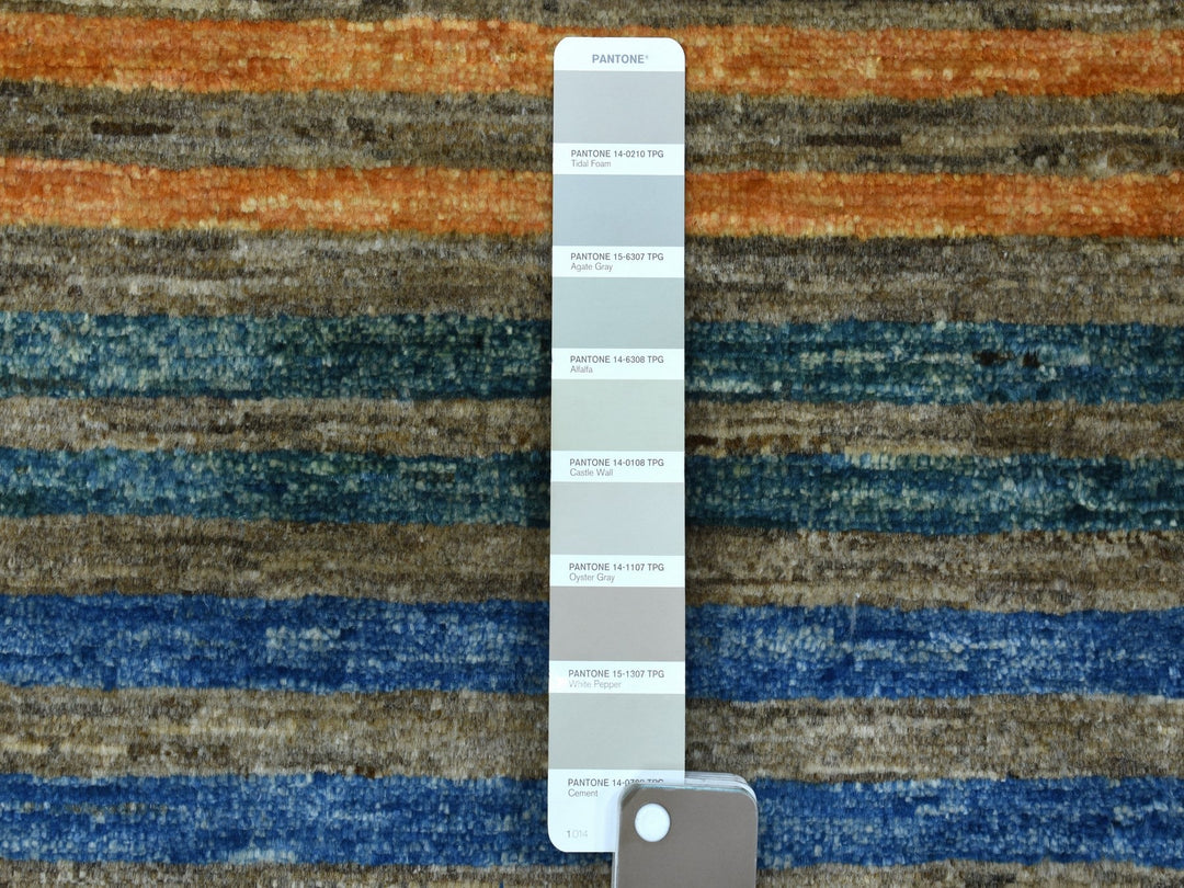 3'0" x 9'3" New Hand Knotted Grey Wool Runner Oriental Rug - MOA10267044