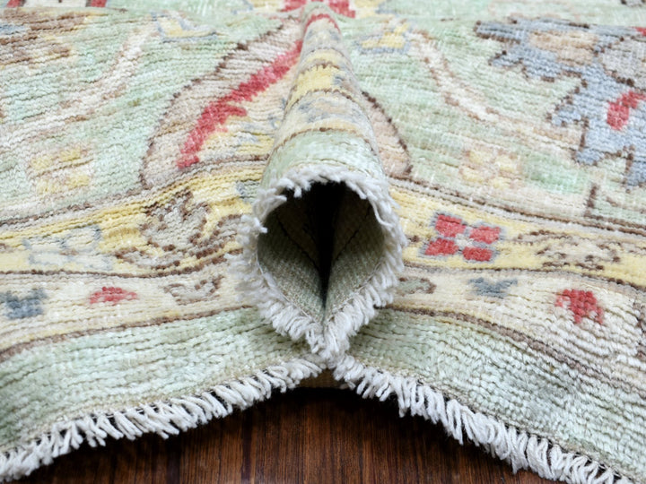 11'9" x 17'3" New Hand Knotted Green Wool Rectangle Oriental Rug - MOA10269373