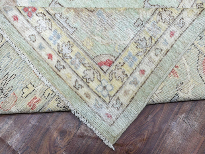 11'9" x 17'3" New Hand Knotted Green Wool Rectangle Oriental Rug - MOA10269373