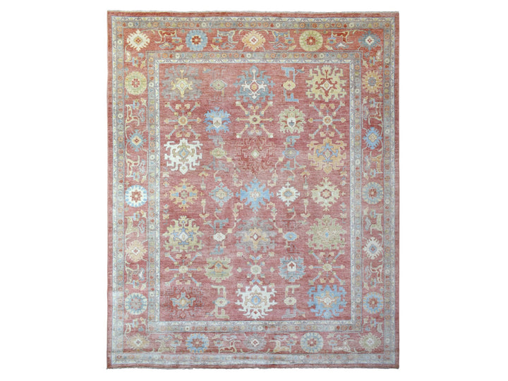 11'10" x 14'3" New Hand Knotted Pink Wool Rectangle Oriental Rug - MOA10269899